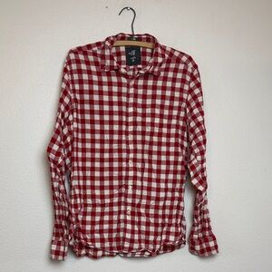 H&M Men's Red and White Plaid Shirt